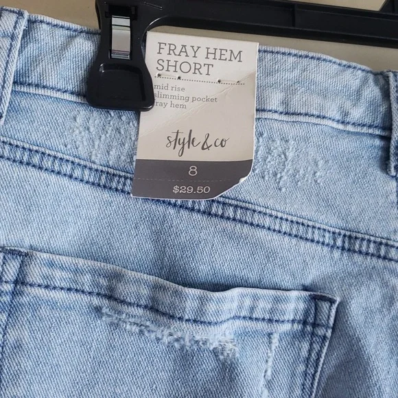 Style & Co Frayed Hem Shorts Mid Rise Slimming Pocket 8 - Picture 5 of 5
